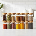 Kit Potes de vidro com tampa de bambu hermética - EcoGlass + Brinde!!!!!