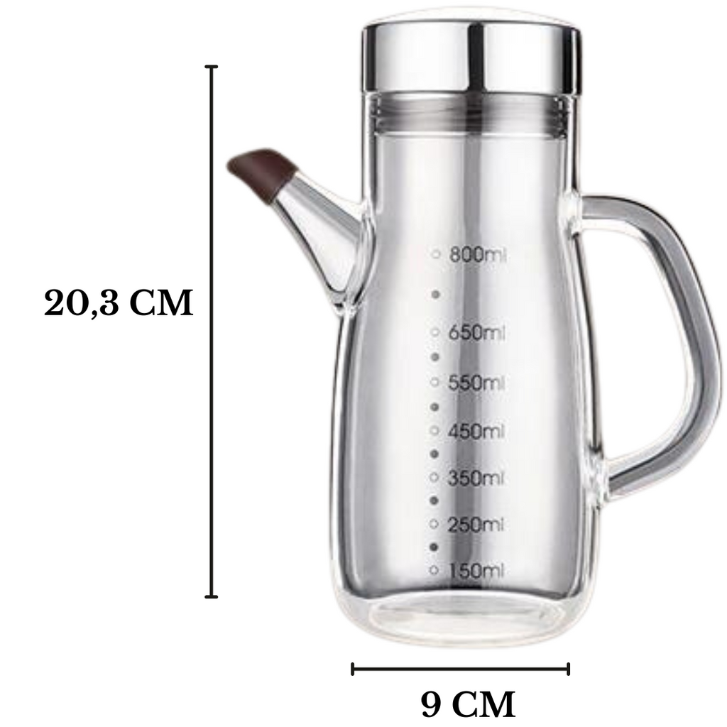 Galheteiro de Vidro 800ml com Bico Antivazamento Inox