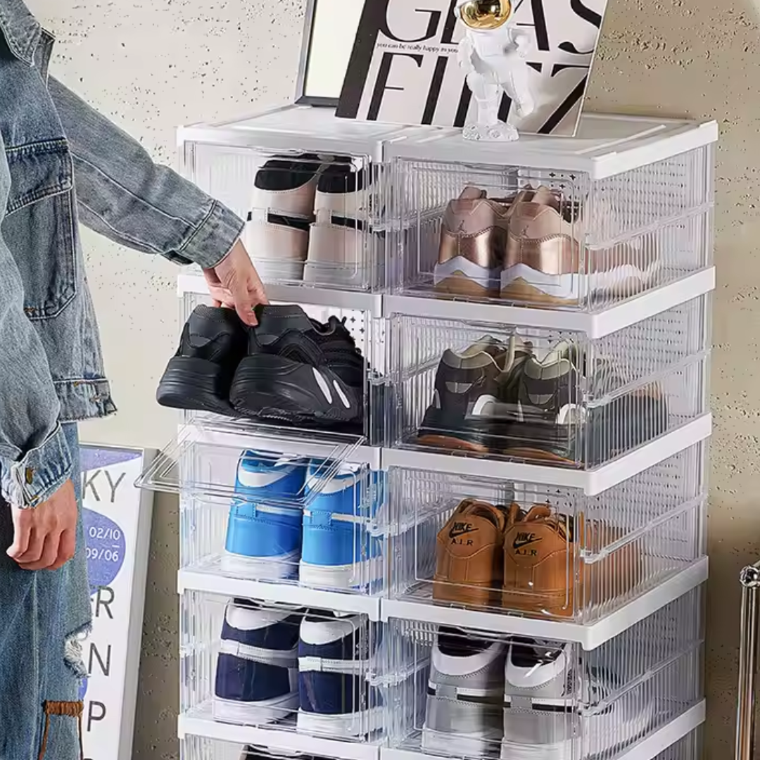 Caixa De Sapato Dobrável Armazenamento Transparentes
