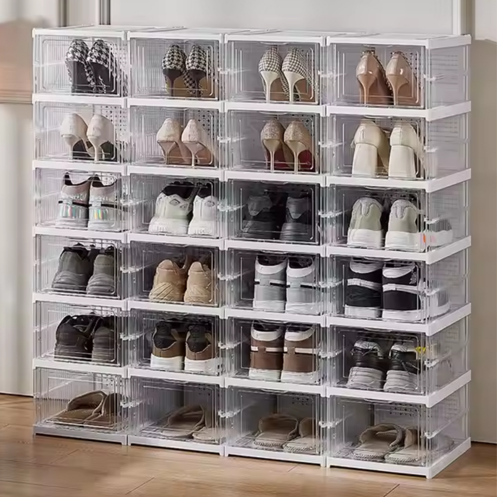 Caixa De Sapato Dobrável Armazenamento Transparentes