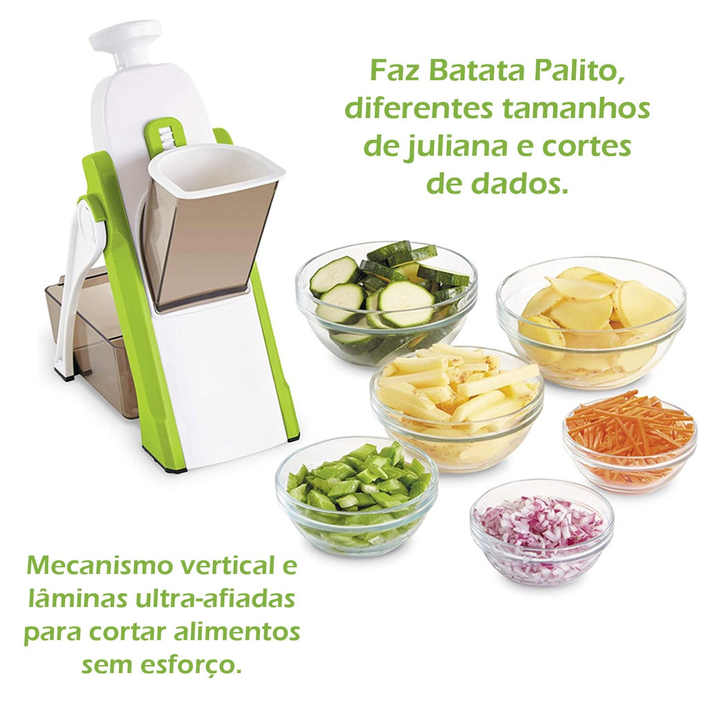 SafeSlice Mandoline 5 em 1 – Fatiador Profissional com 30 Tipos de Corte