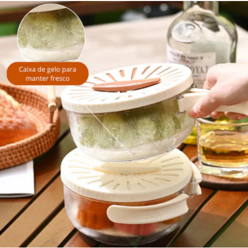 Cesto de Drenagem Dobrável | Lavagem e Armazenamento de Frutas